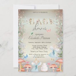 Invitation Parties scintillant d'or Champignons Baby Mouses B