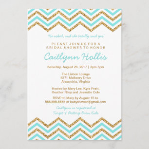 Invitation parties scintillant d'or Chevron  Bébé, nuptial ou