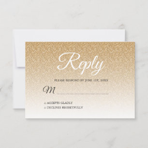 Invitation Parties scintillant d'or Chic Ombre RSVP