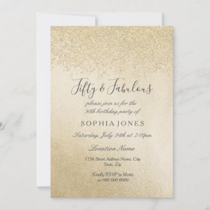 Invitation Parties scintillant d'or Cinquante et fabuleux 50e