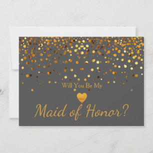 Invitation Parties scintillant d'or Coeur Faux bonne d'honneu