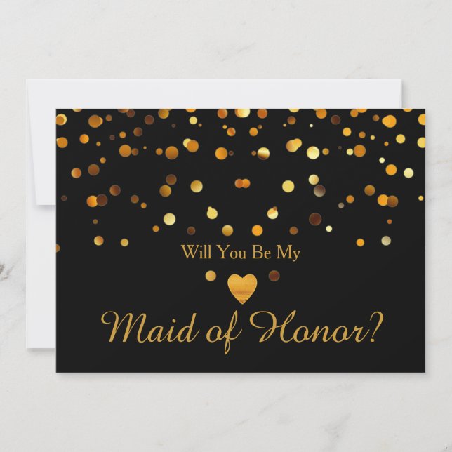 Invitation Parties scintillant d'or Coeur Faux bonne d'honneu (Devant)