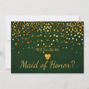 Invitation Parties scintillant d'or Coeur Faux bonne d'honneu