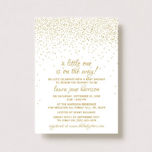 Invitation Parties scintillant d'or Confetti Baby shower neut