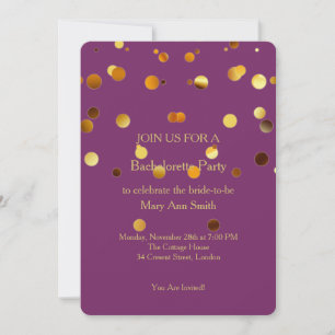 Invitation Parties scintillant d'or Confetti Éclats violet Ba