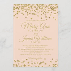 Invitation Parties scintillant d'or Confetti Elégant mariage 