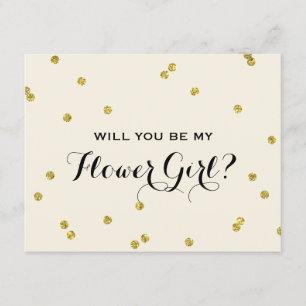 Invitation Parties scintillant d'or Confetti   Fleur fille