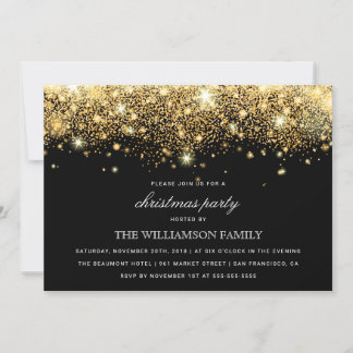 Invitation Parties scintillant d'or Confetti & Lumières | Fêt