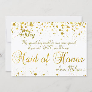 Invitation Parties scintillant d'or Confetti   Maid of Honor