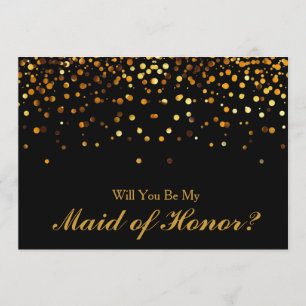 Invitation Parties scintillant d'or Confetti Maid of Honor