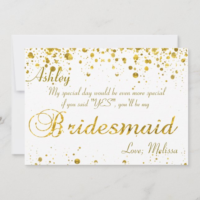 Invitation Parties scintillant d'or Confetti | Soyez ma serva (Dos)