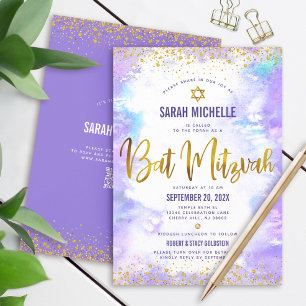 Invitation Parties scintillant d'or couleur or Bat mitzvah de