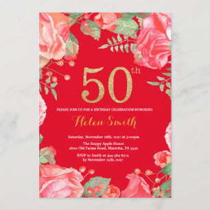 Invitation Parties scintillant d'or de 50e anniversaire de la