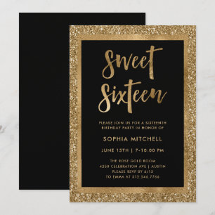 Invitation Parties scintillant d'or de Faux Sweet 16 Party