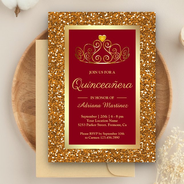 Invitation Parties scintillant d'or de Faux Tiara Princess Re (Créateur téléchargé)