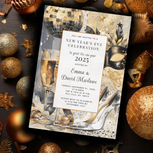 Invitation Parties scintillant d'or de la fête de la Saint-Sy