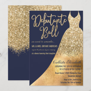 Invitation Parties scintillant d'or de la Marine glamour robe