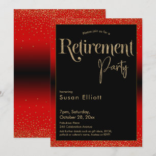 Invitation Parties scintillant d'or de la partie de retraite