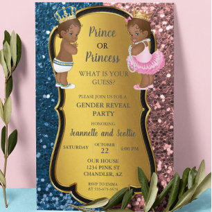 Invitation Parties scintillant d'or de la révélation de genre