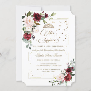 Invitation Parties scintillant d'or de luxe Floral Mis Quince