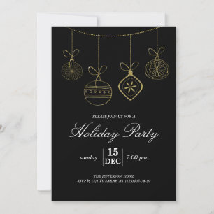 Invitation Parties scintillant d'or de Noël Ornements Fête de