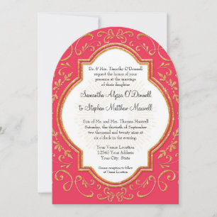 Invitation Parties scintillant d'or de script de trame Quatre