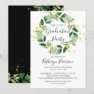 Invitation Parties scintillant d'or de verdure Wreath