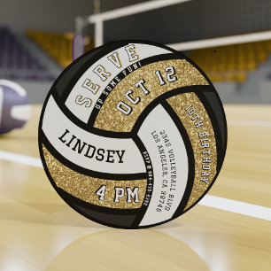 Invitation Parties scintillant d'or de volleyball Anniversair