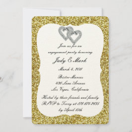 Invitation Parties scintillant d'or Diamond Hearts