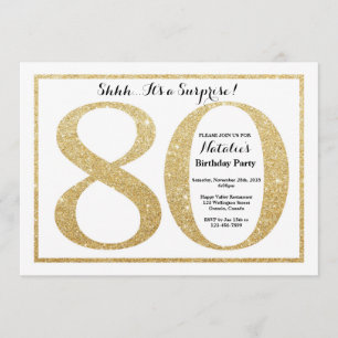 Invitation Parties scintillant d'or d'invitation Surprise 80e