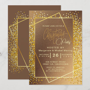 Invitation Parties scintillant d'or éclaire Noël Soirée