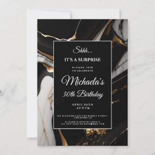 Invitation parties scintillant d'or en marbre liquide surpris