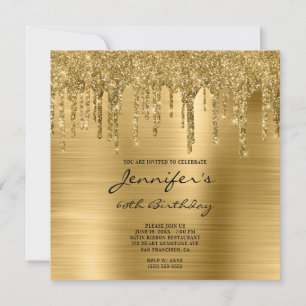 Invitation Parties scintillant d'or et Foil 60e anniversaire