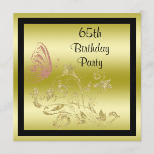 Invitation Parties scintillant d'or et papillon étincelant 65