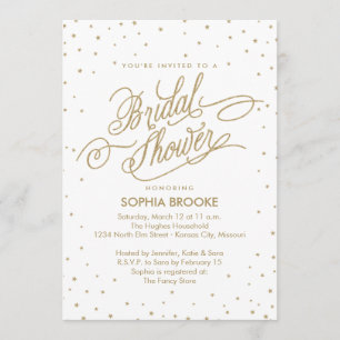 Invitation Parties scintillant d'or étoiles Fête des mariées 