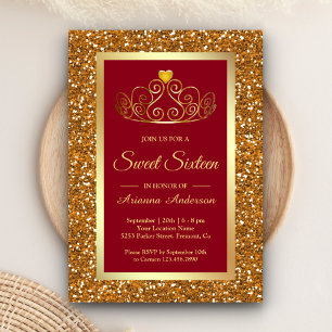 Invitation Parties scintillant d'or Faux Tiara Princess Sweet