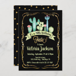 Invitation Parties scintillant d'or Fiesta mexicaine