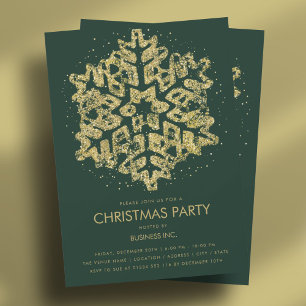 Invitation Parties scintillant d'or Flocon de neige Fête de N