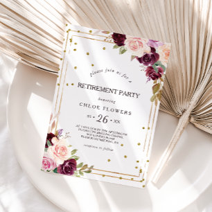 Invitation Parties scintillant d'or Géométrique Bourgogne Par