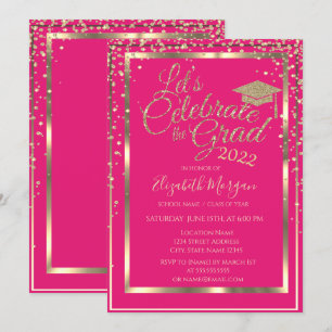 Invitation Parties scintillant d'or Graduation Cap Diamants G