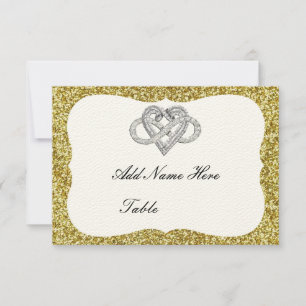 Invitation Parties scintillant d'or Infinity Table de coeur C