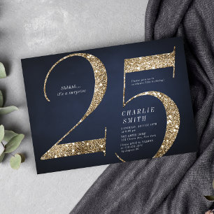 Invitation Parties scintillant d'or marine minimaliste modern