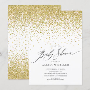 Invitation Parties scintillant d'or moderne Baby shower neutr