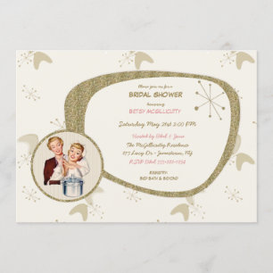 Invitation Parties scintillant d'or moderne de la Bride rétro