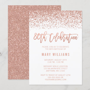Invitation Parties scintillant d'or moderne Faux Rose 80e ann