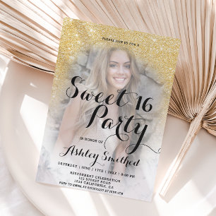 Invitation Parties scintillant d'or moderne marbre ombre phot