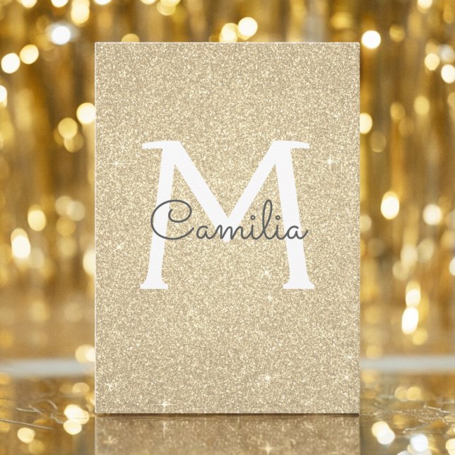 Invitation Parties scintillant d'or Monogramme étincelle Quin (Créateur téléchargé)