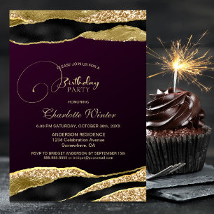 Invitation Parties scintillant d'or Mulberry fête d'anniversa