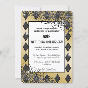 Invitation Parties scintillant d'or noir As de diamant Invita