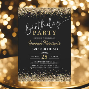 Invitation Parties scintillant d'or noir n'importe quel âge 3